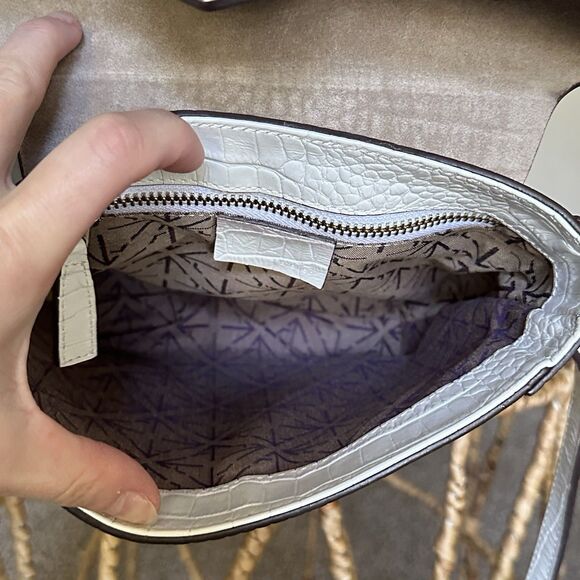 Manu Atelier White Croc Embossed Leather Bag Crossbody Or Shoulder Crocodile - Picture 10 of 16